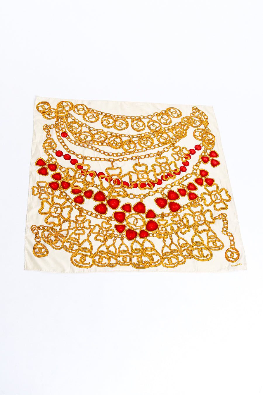 スカート vintage stock lace scarf Chanel Clover Chain Silk Scarf – Recess