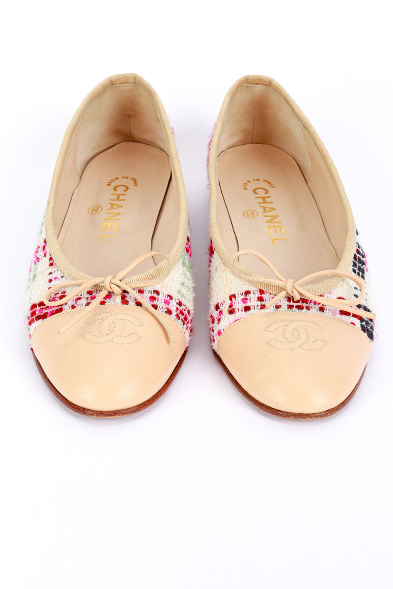 Chanel Cap Toe Tweed Ballet Flats front @recess la