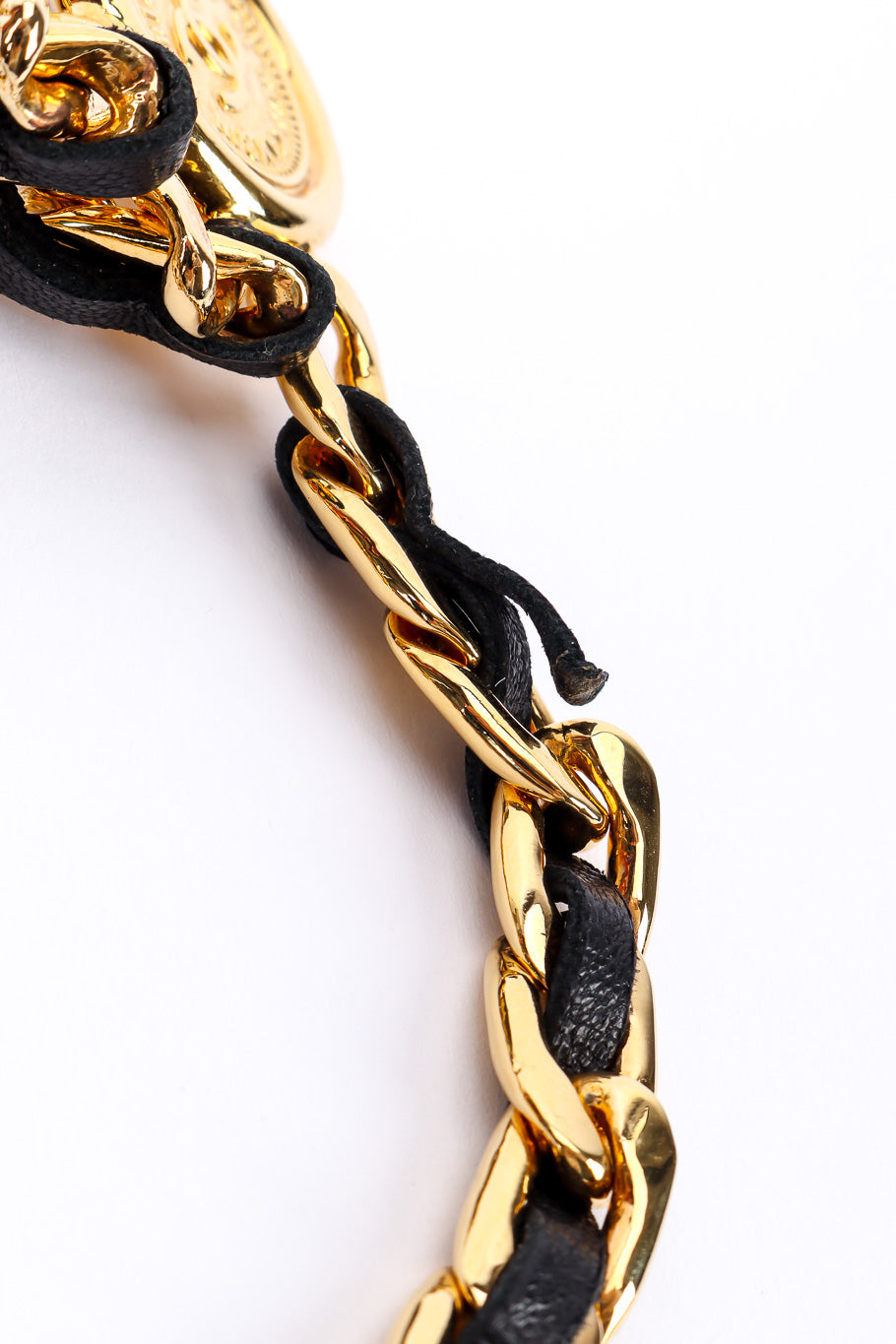 Vintage Chanel Woven Leather Chain Drape Belt leather damage @Recessla