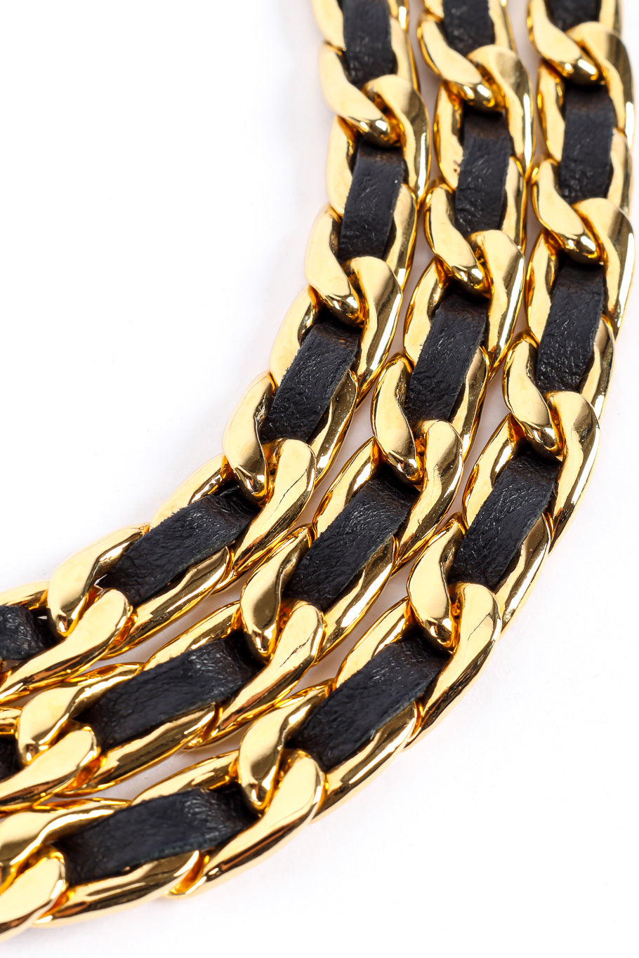 Vintage Chanel Woven Leather Chain Belt woven chainlink closeup @Recessla