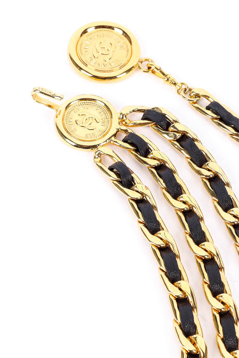 Vintage Chanel Woven Leather Chain Belt hook and clasp closeup @Recessla