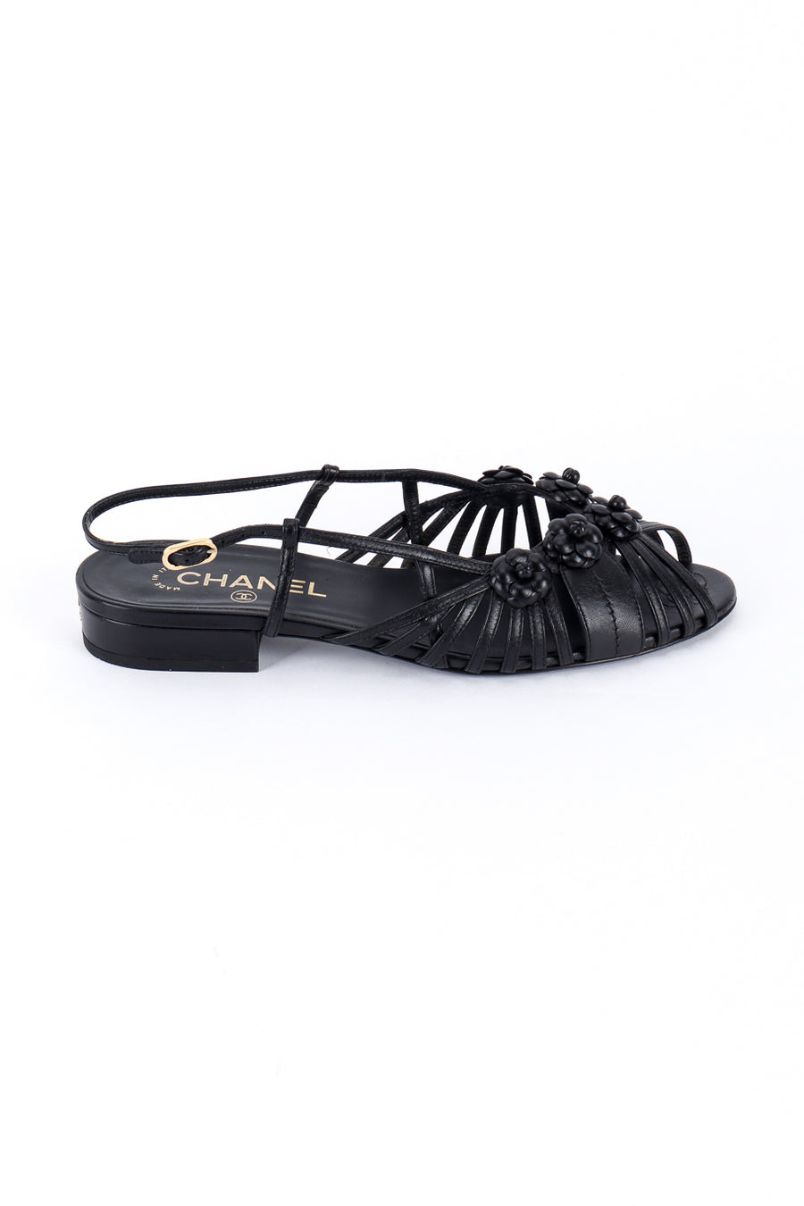 CHANEL フラワー CHANEL Calfskin Hollow Out Flower Sneakers 36 Black 1676649