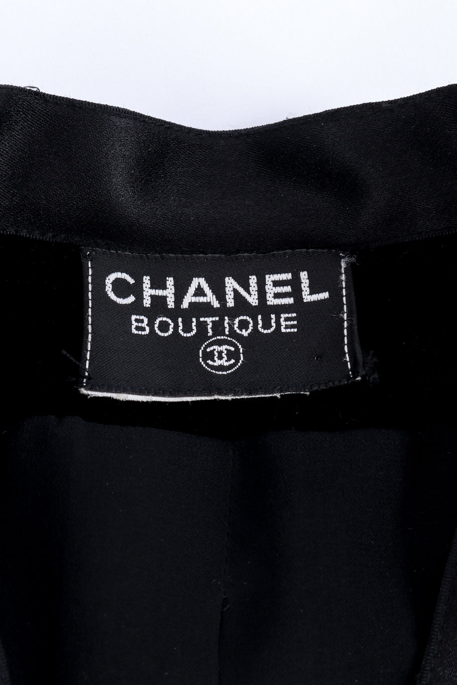 Vintage Chanel Velvet & Satin Trim Crop Jacket label @recess la