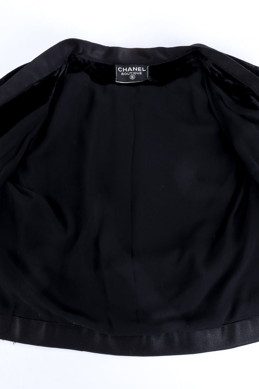 Vintage Chanel Velvet & Satin Trim Crop Jacket lining @recess la