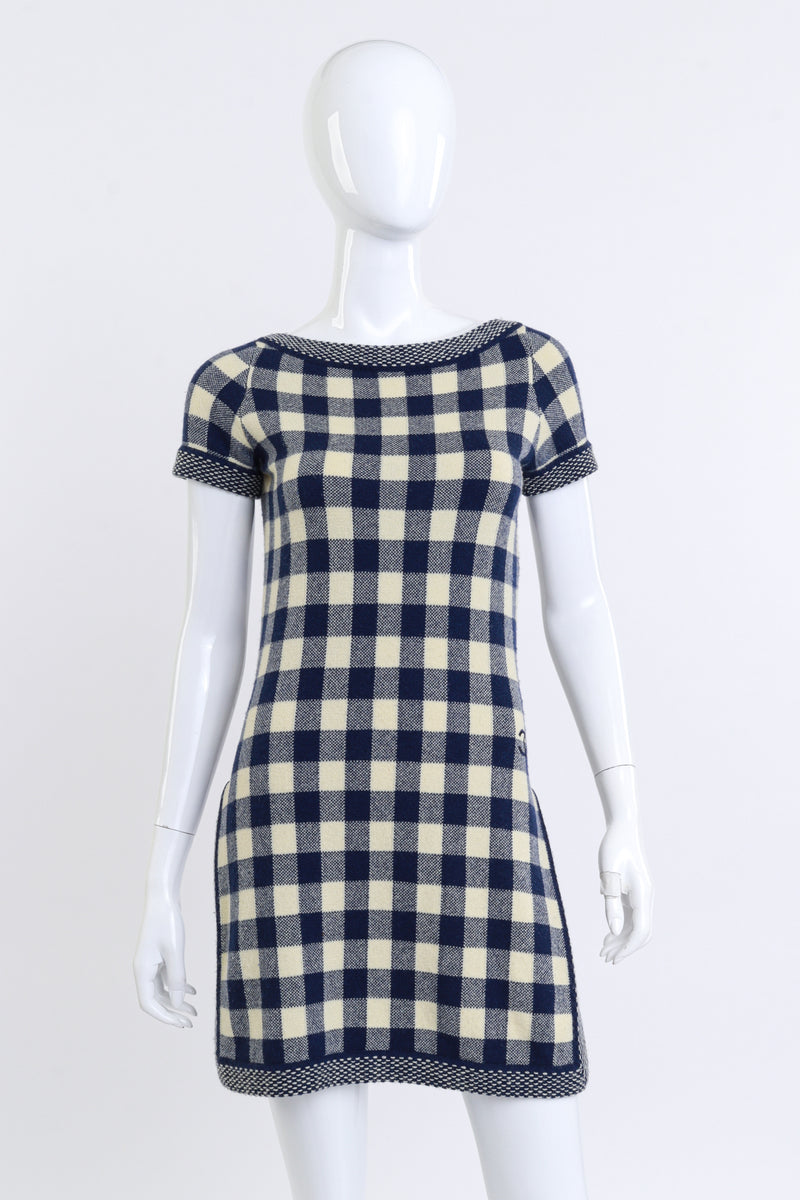 Chanel Checkered Cashmere Knit Dress front on mannequin @recess la