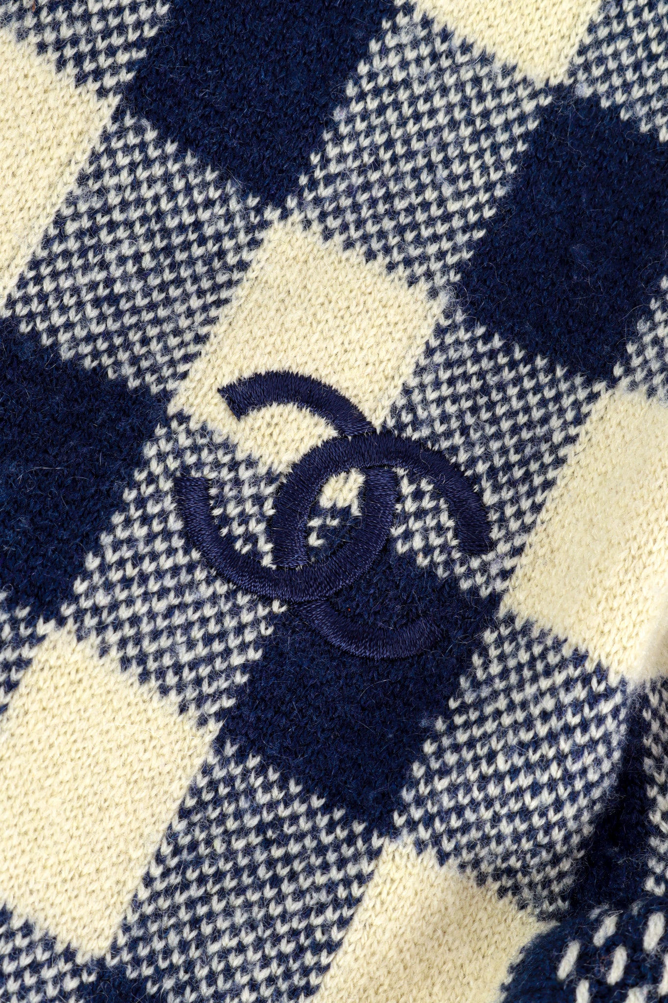 Chanel Checkered Cashmere Knit Dress CC closeup @recess la