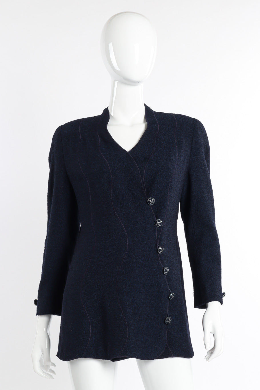 Vintage Chanel Couture Wave Wool Cardigan front view on mannequin @recessla