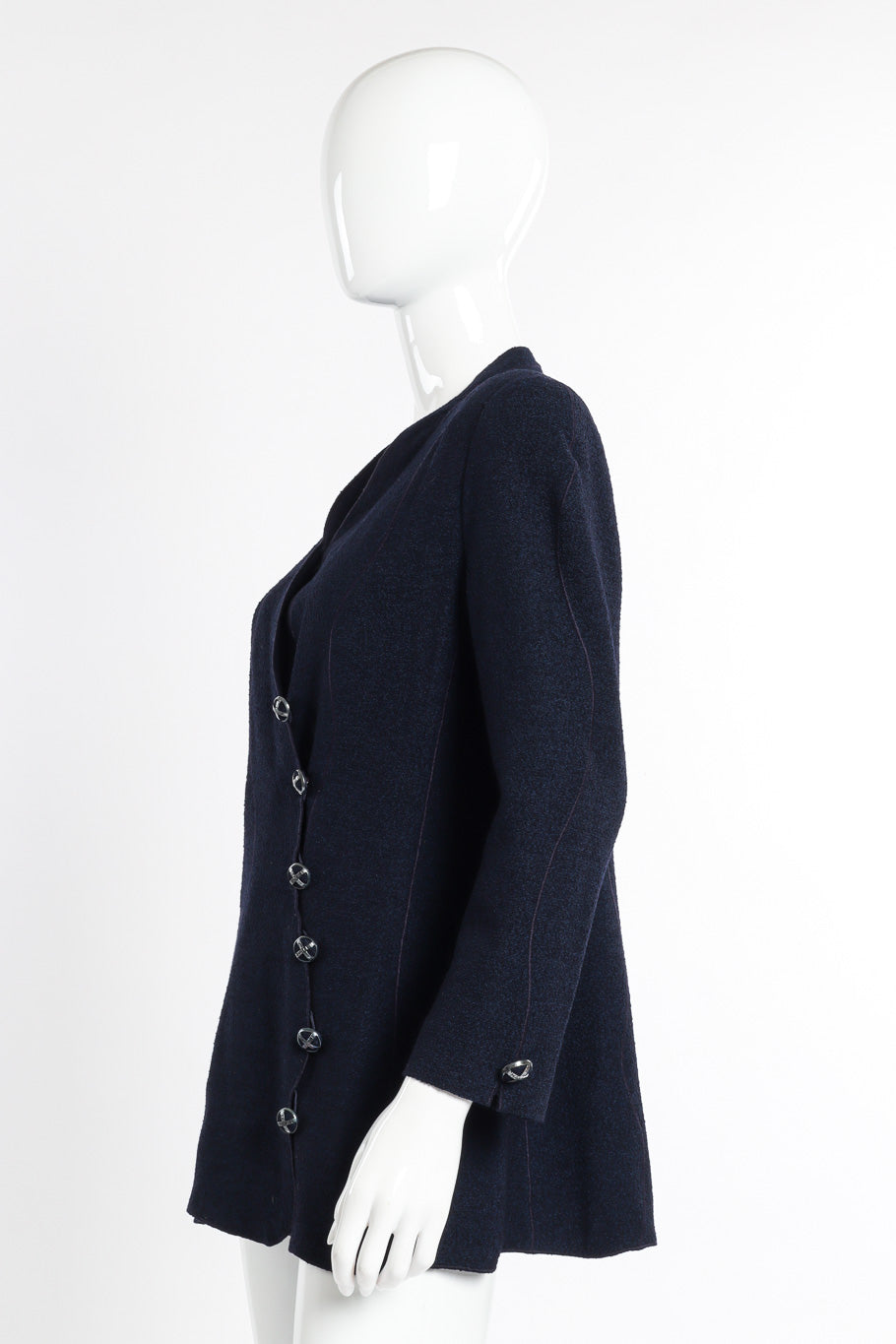 Vintage Chanel Couture Wave Wool Cardigan side view on mannequin @recessla