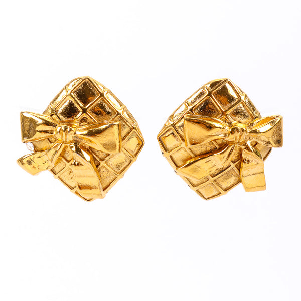 Vintage Quilted Button Chanel Earrings