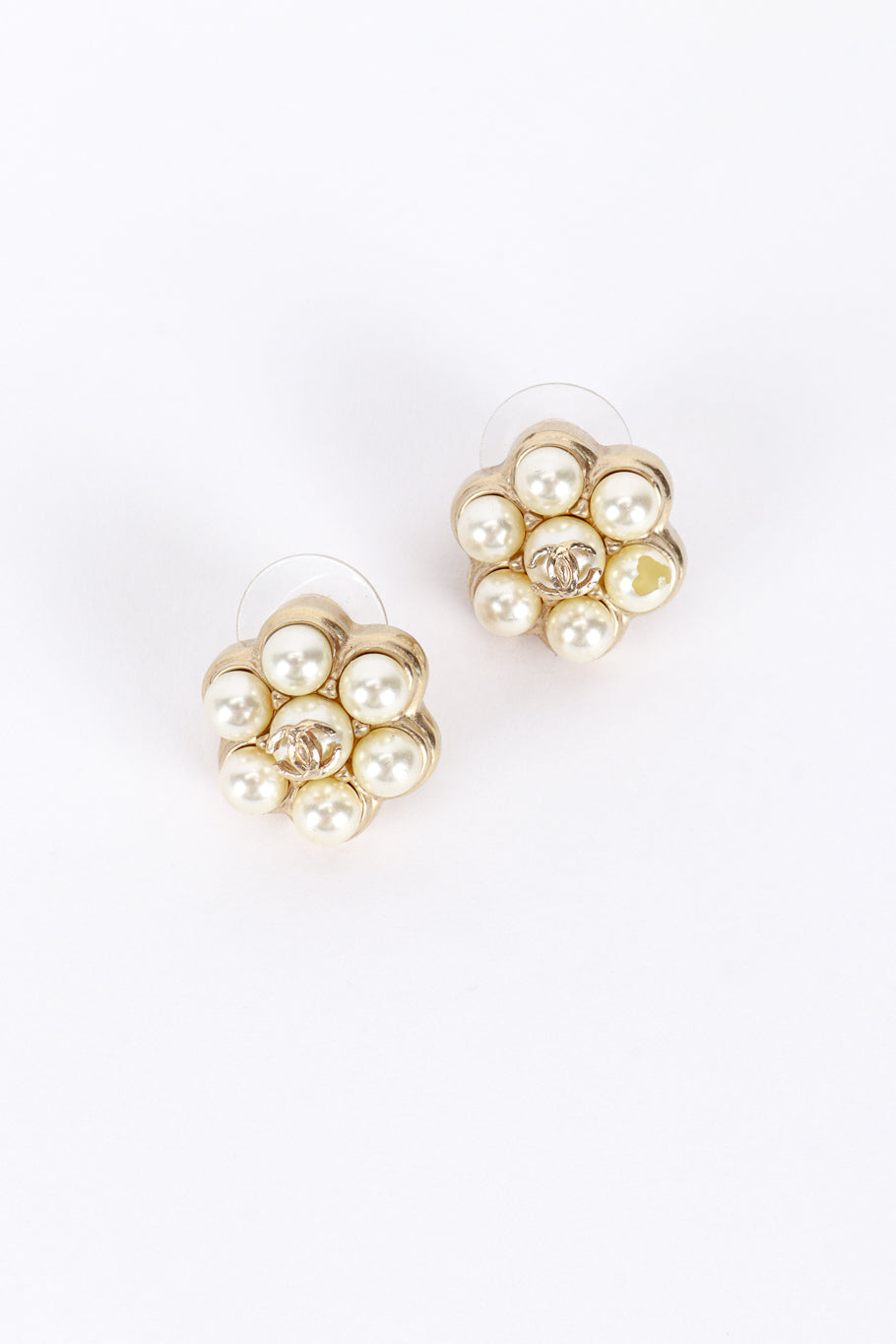 Chanel Pearl Flower Earrings front @RECESS LA
