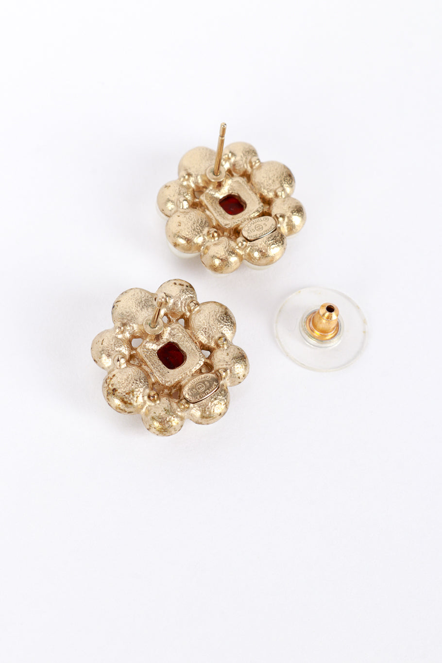 Chanel Gripoix Pearl Earrings back detail @RECESS LA
