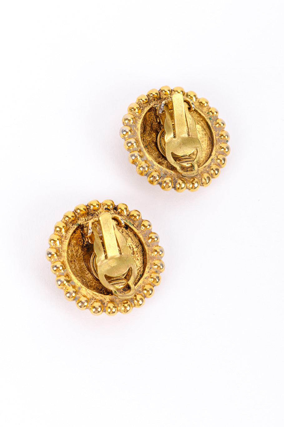 Vintage Chanel Woven Button Earrings back view @recessla