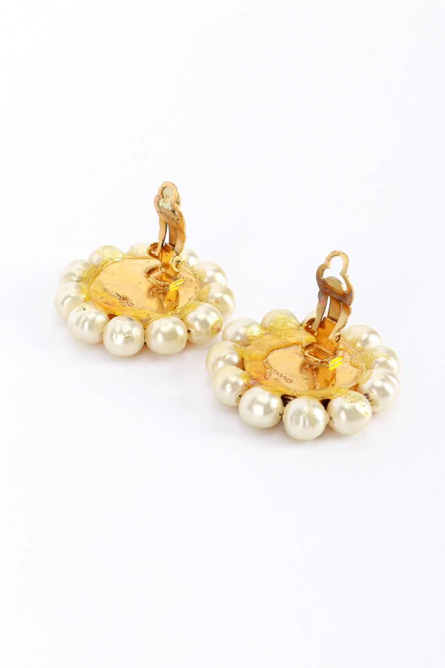 Vintage Chanel Sun & Moon Pearl Earrings clips unhinged @recess la