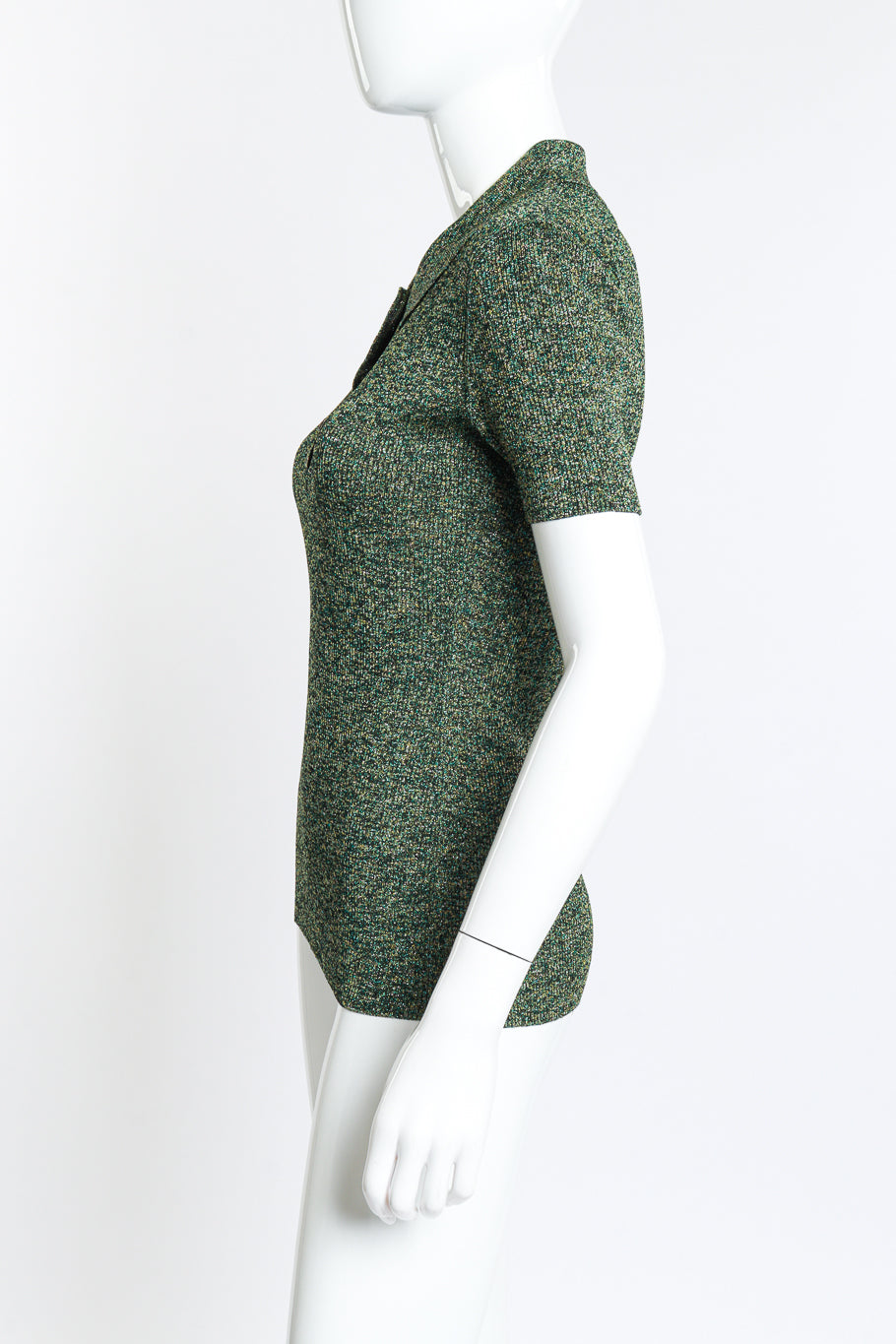 Chanel Lurex Knit Polo Top side on mannequin closeup @recess la