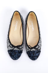 Chanel Cap Toe Sequin & Tweed Ballet Flats top view @recess la