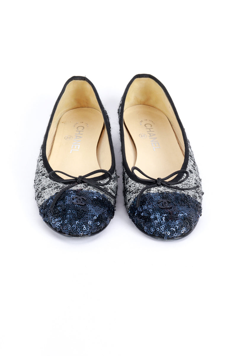 Chanel Cap Toe Sequin & Tweed Ballet Flats front @recess la