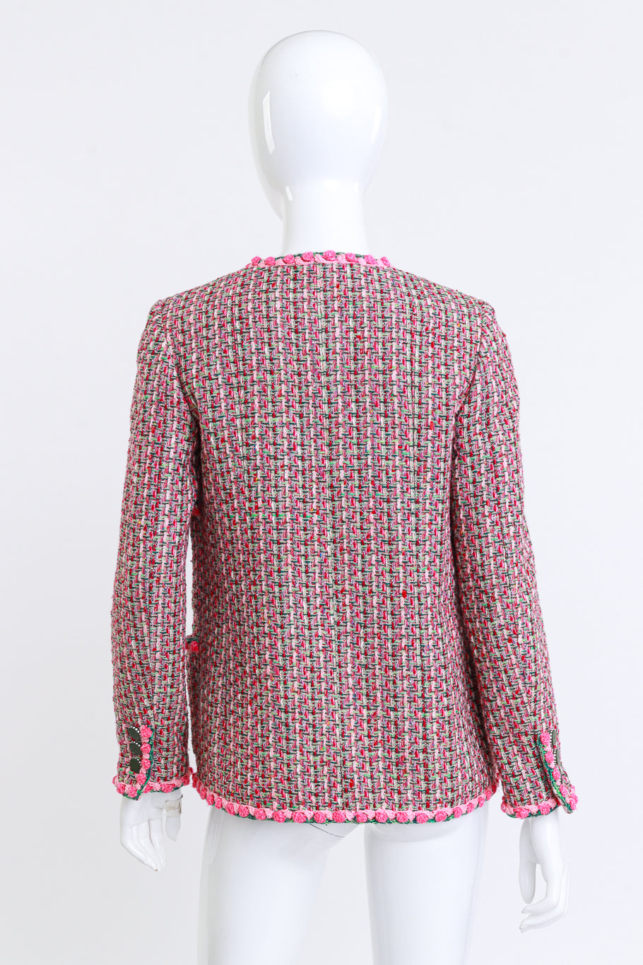 2002P Rosette Bouclé Collarless Jacket by Chanel on mannequin back @recess LA