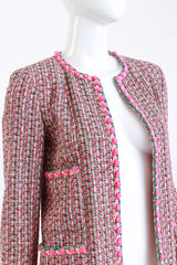 2002P Rosette Bouclé Collarless Jacket by Chanel on mannequin chest @recess LA