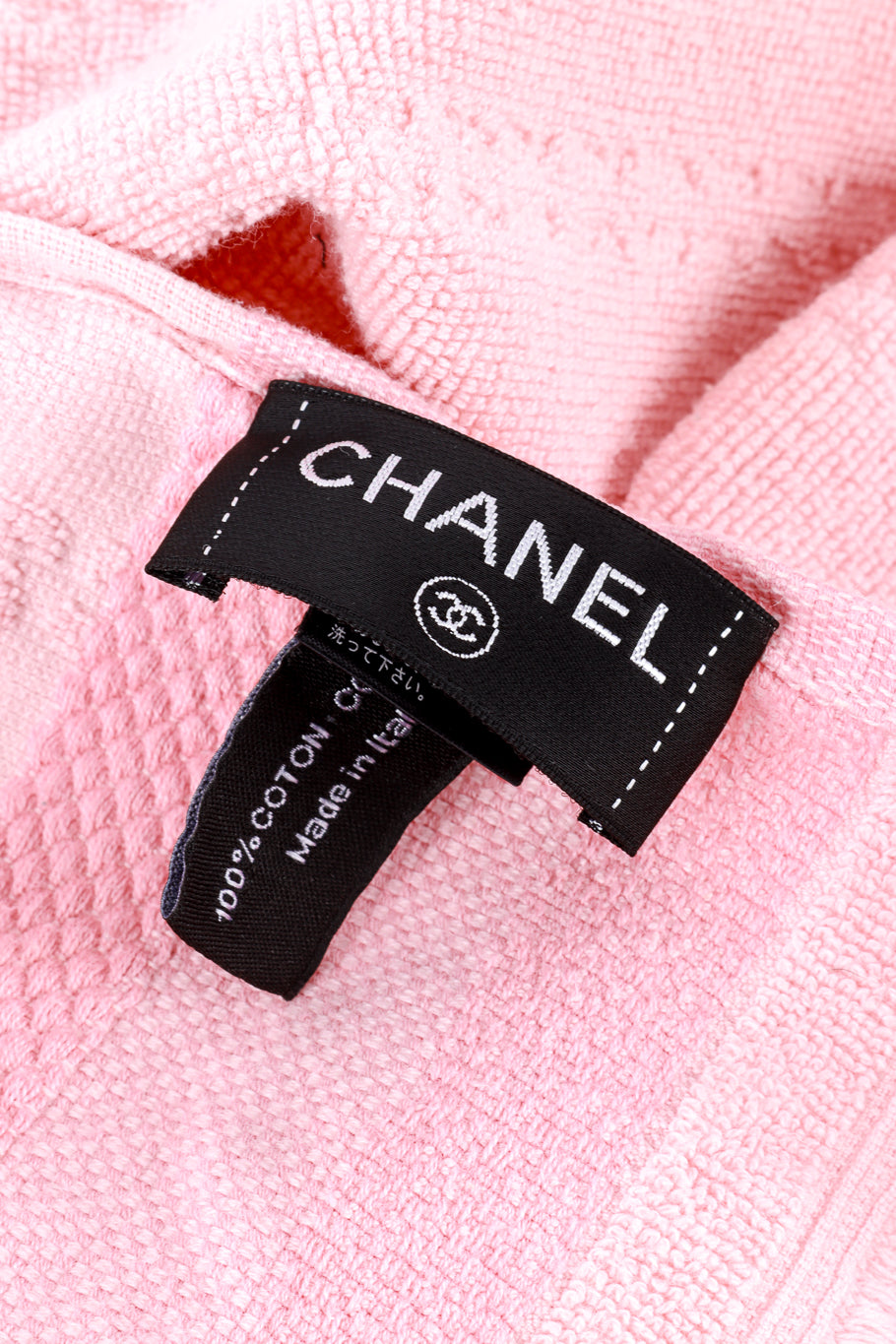 Chanel Baby Pink Terry Cotton Logo Towel label @RECESS LA