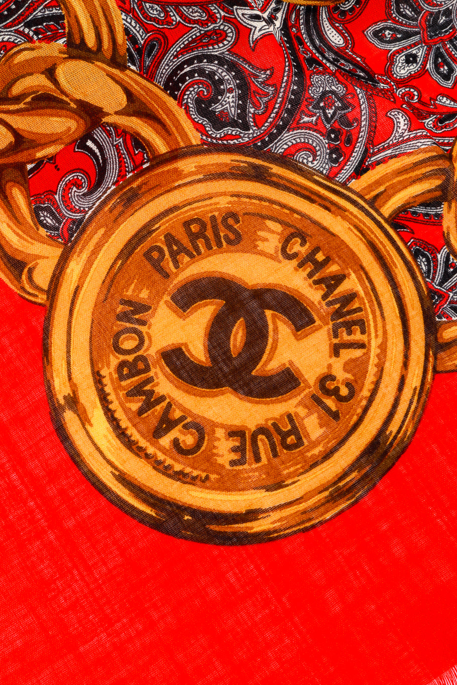 Chanel Paisley Chain Scarf logo detail @RECESS LA