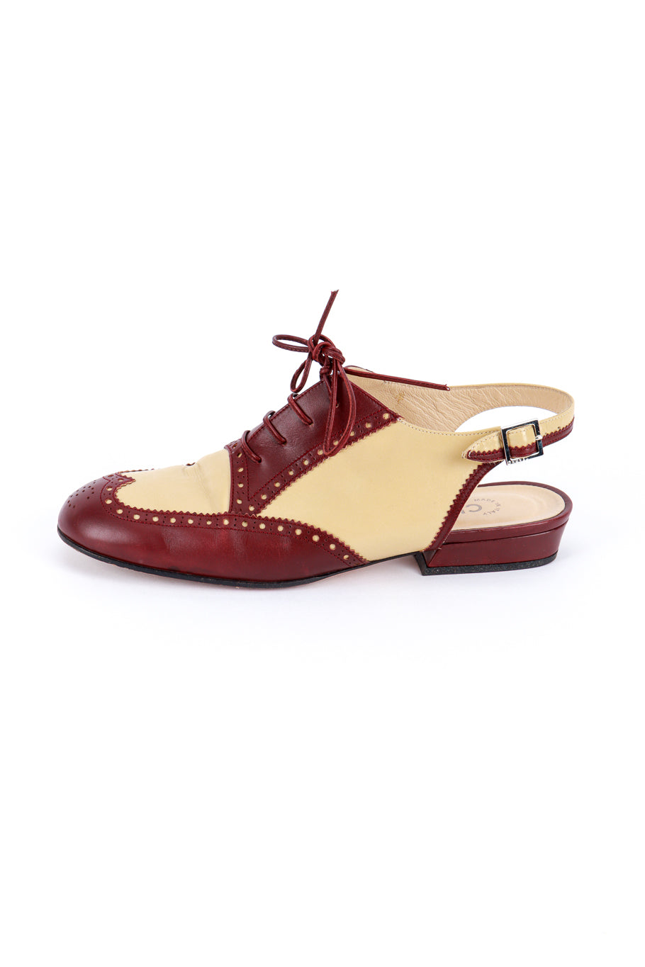 Vintage Chanel Two-Tone Slingback Brogues left shoe outer side @recess la