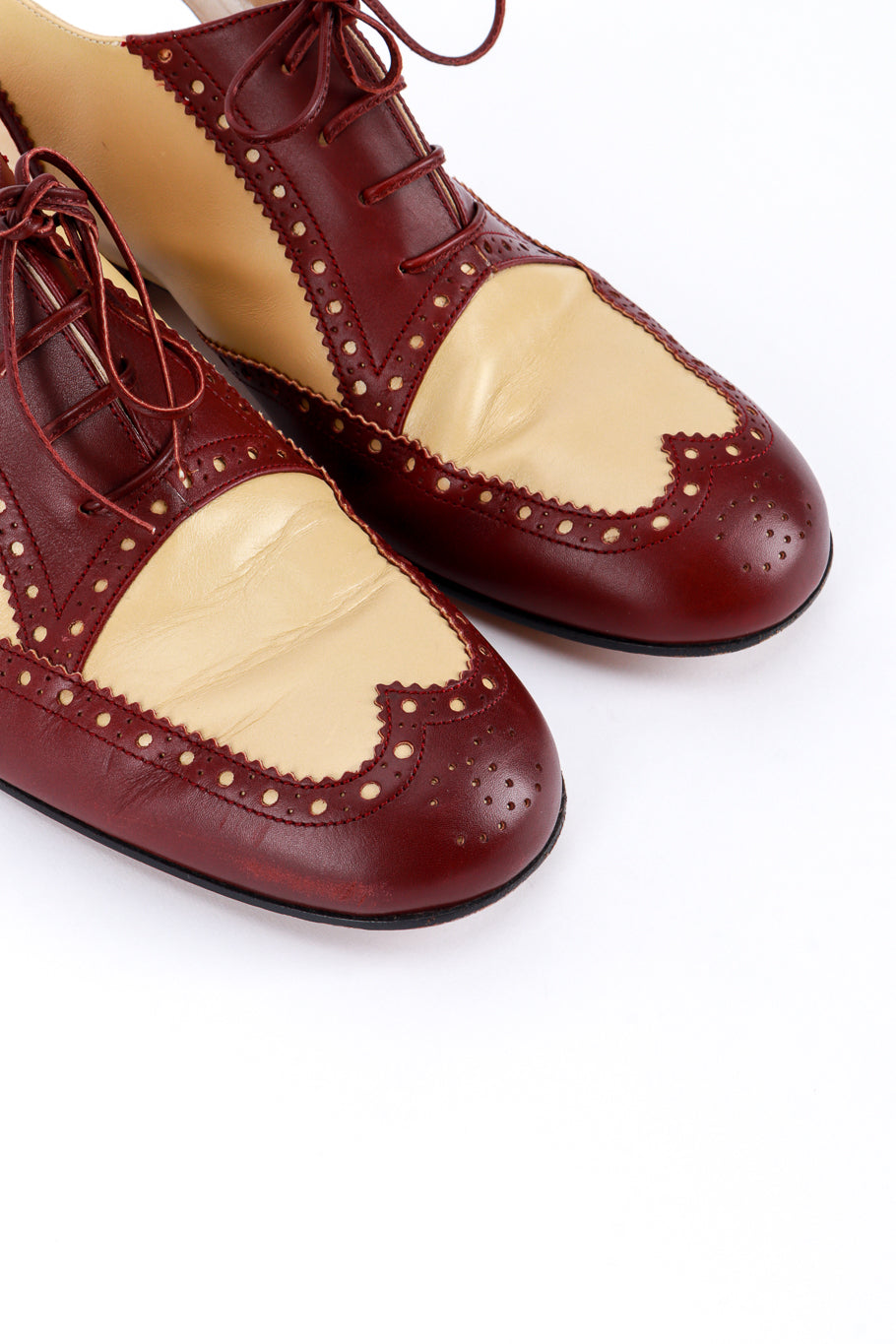 Vintage Chanel Two-Tone Slingback Brogues  toe closeup @recess la