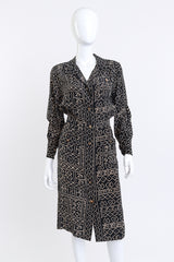 Vintage Chanel Tribal Print Shirtdress front on mannequin @recess la