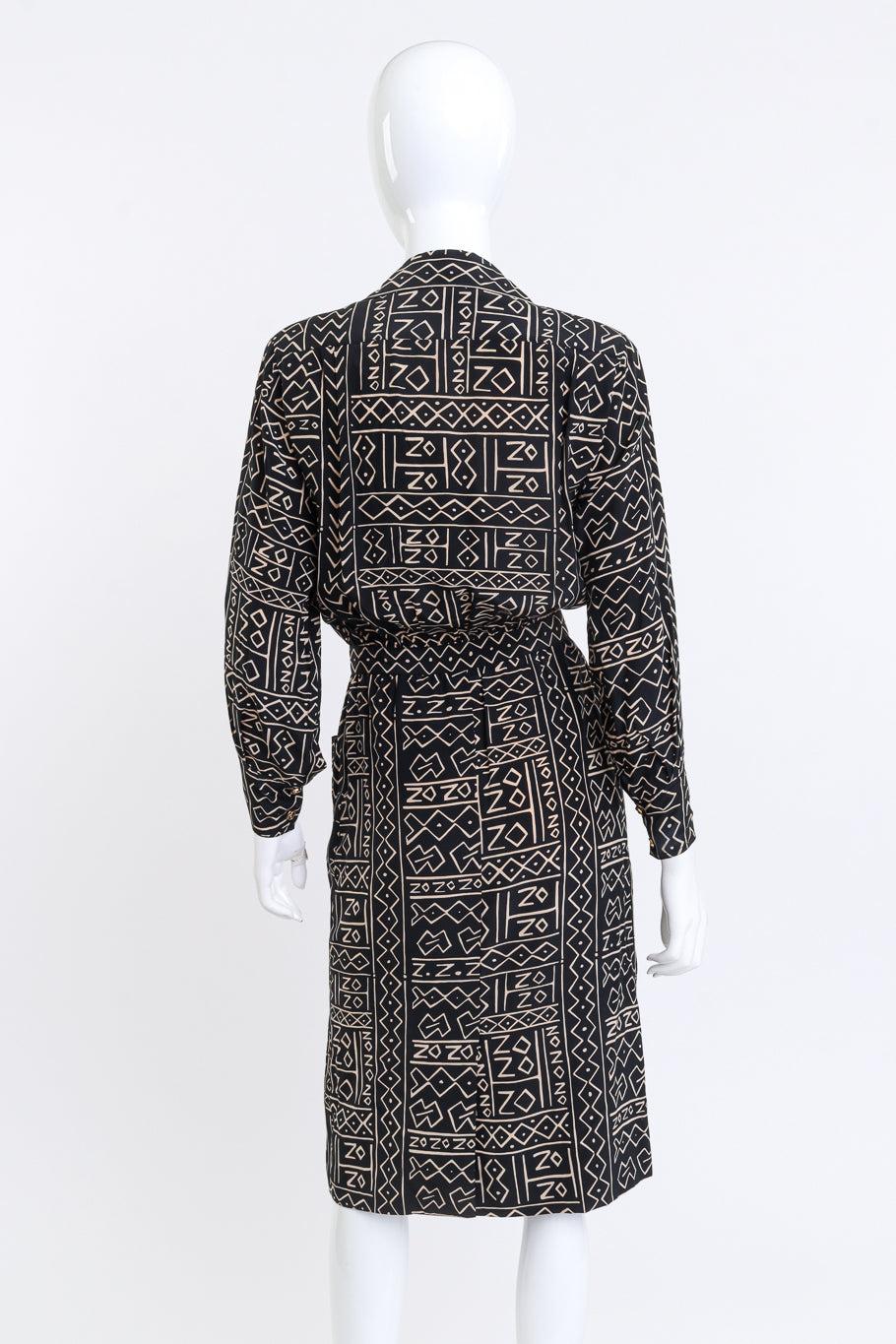 Vintage Chanel Tribal Print Shirtdress back on mannequin @recess la