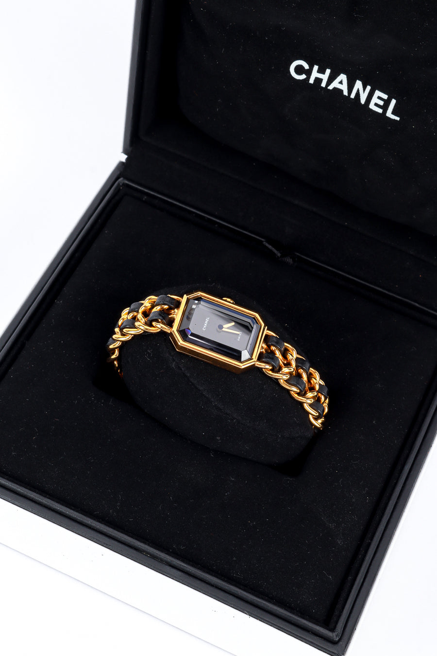 AUTHENTIC VINTAGE CHANEL PREMIERE M WATCH - WITH BOX Chanel Vintage Premiere Watch in 24K GHW and Black Leather  main image 4