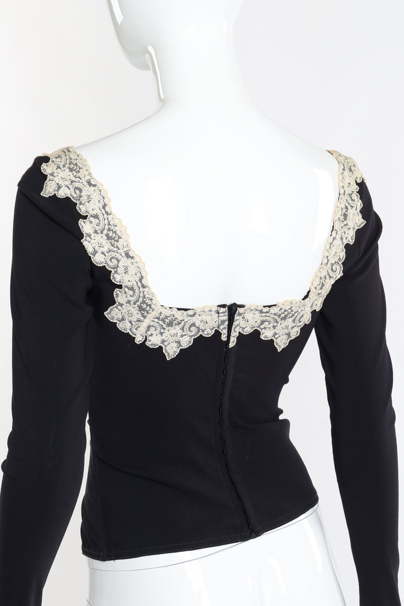 Vintage Chantal Thomass Lace Trim Corset & Skirt Set top back on mannequin closeup @recess la
