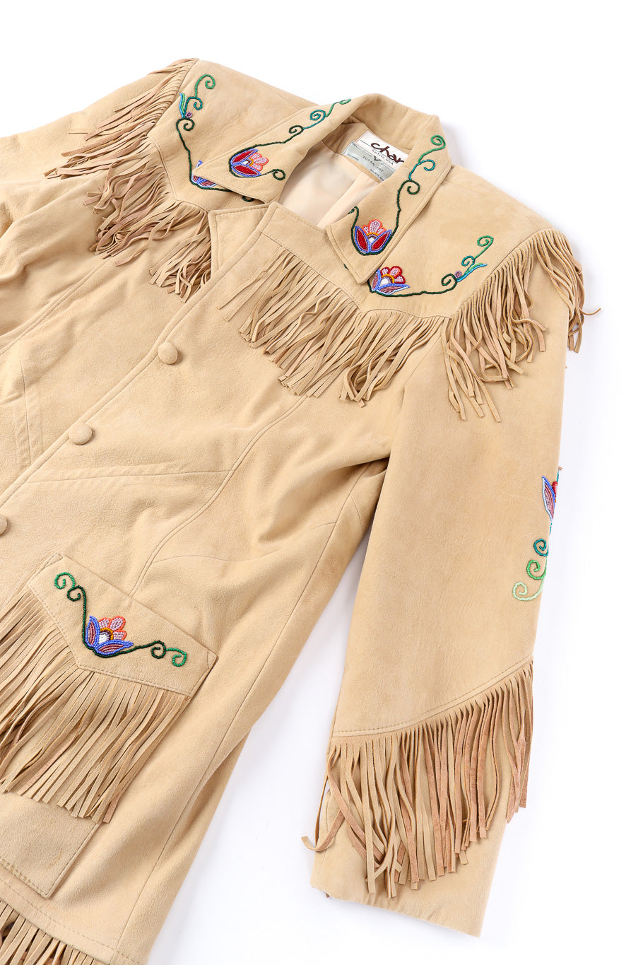 Vintage Char suede fringe jacket front view @Recessla
