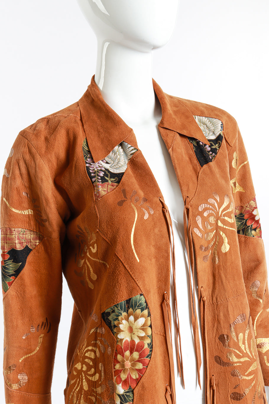 Chinoiserie Suede Jacket by Char front detail mannequin @RECESS LA