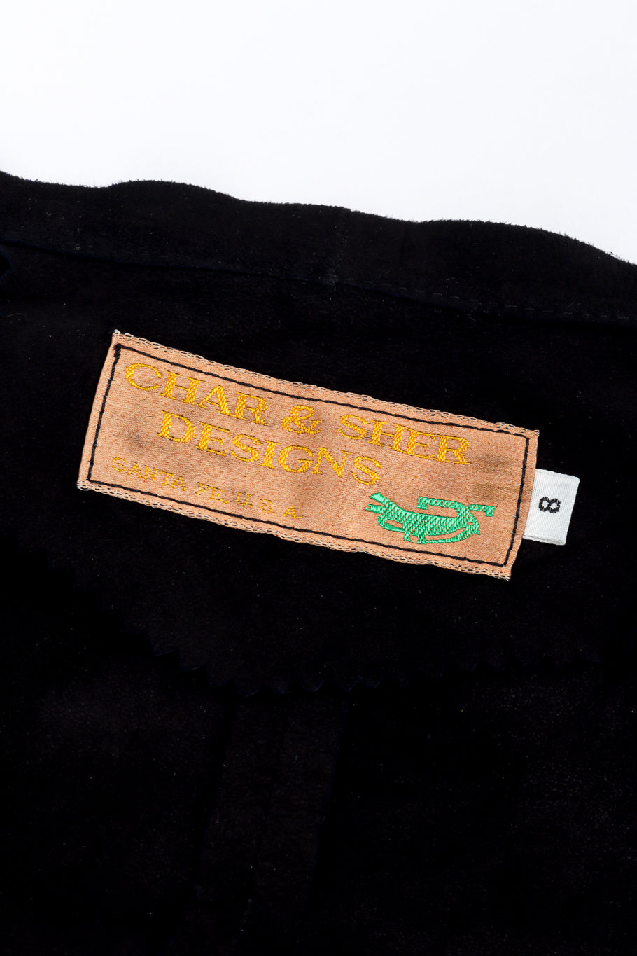 Vintage Char & Sher Microsuede Fringe Wrap Skirt signature label @recess la