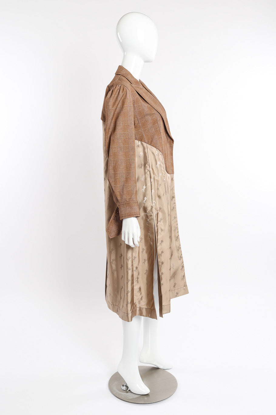 Chloé Equin Print Plaid Trench Coat side view on mannequin @recessla