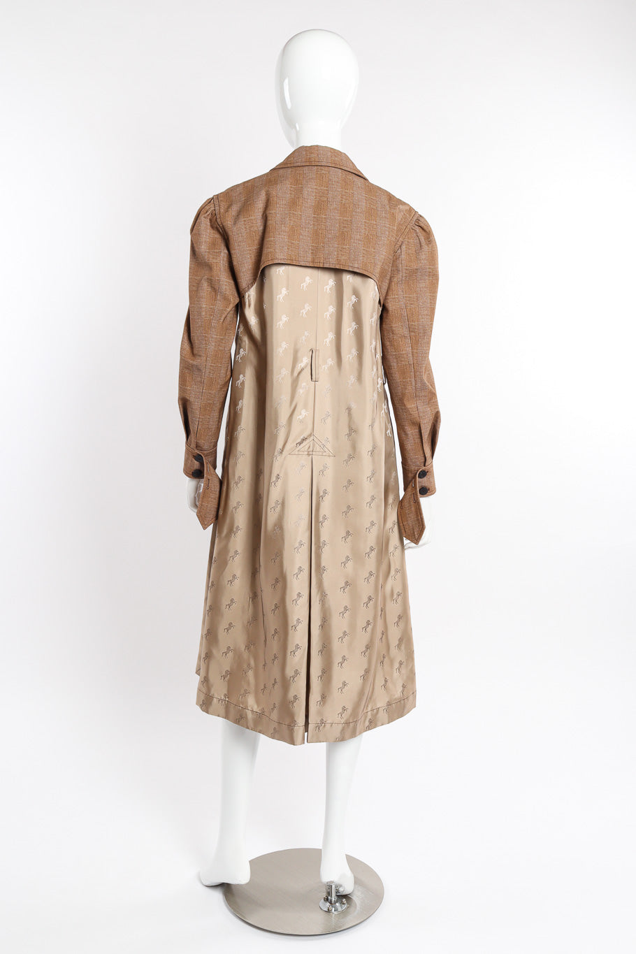 Chloé Equin Print Plaid Trench Coat back view on mannequin @recessla