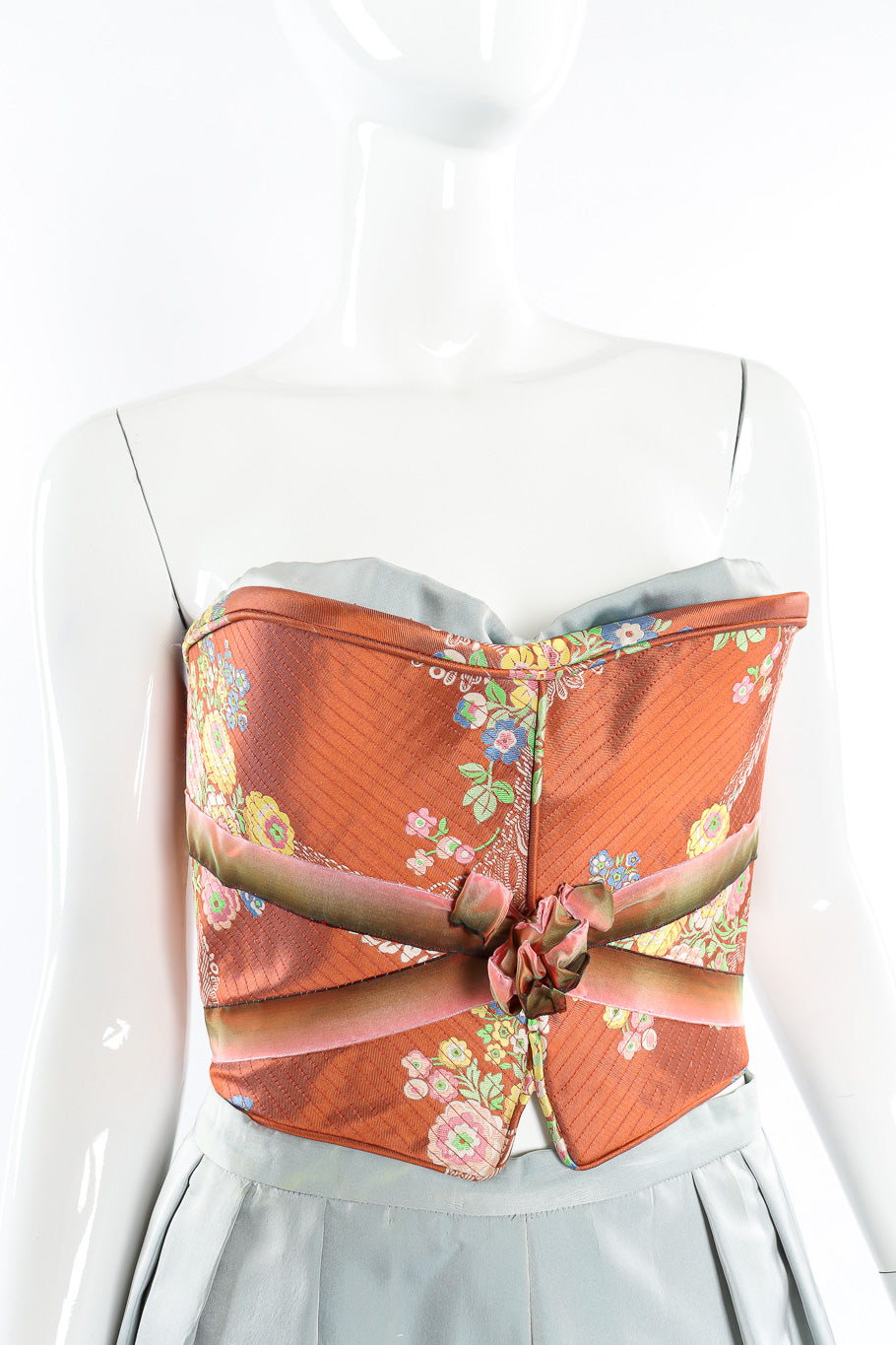 Corset, skirt, and shawl set by Christian La Croix on mannequin bustier close @recessla