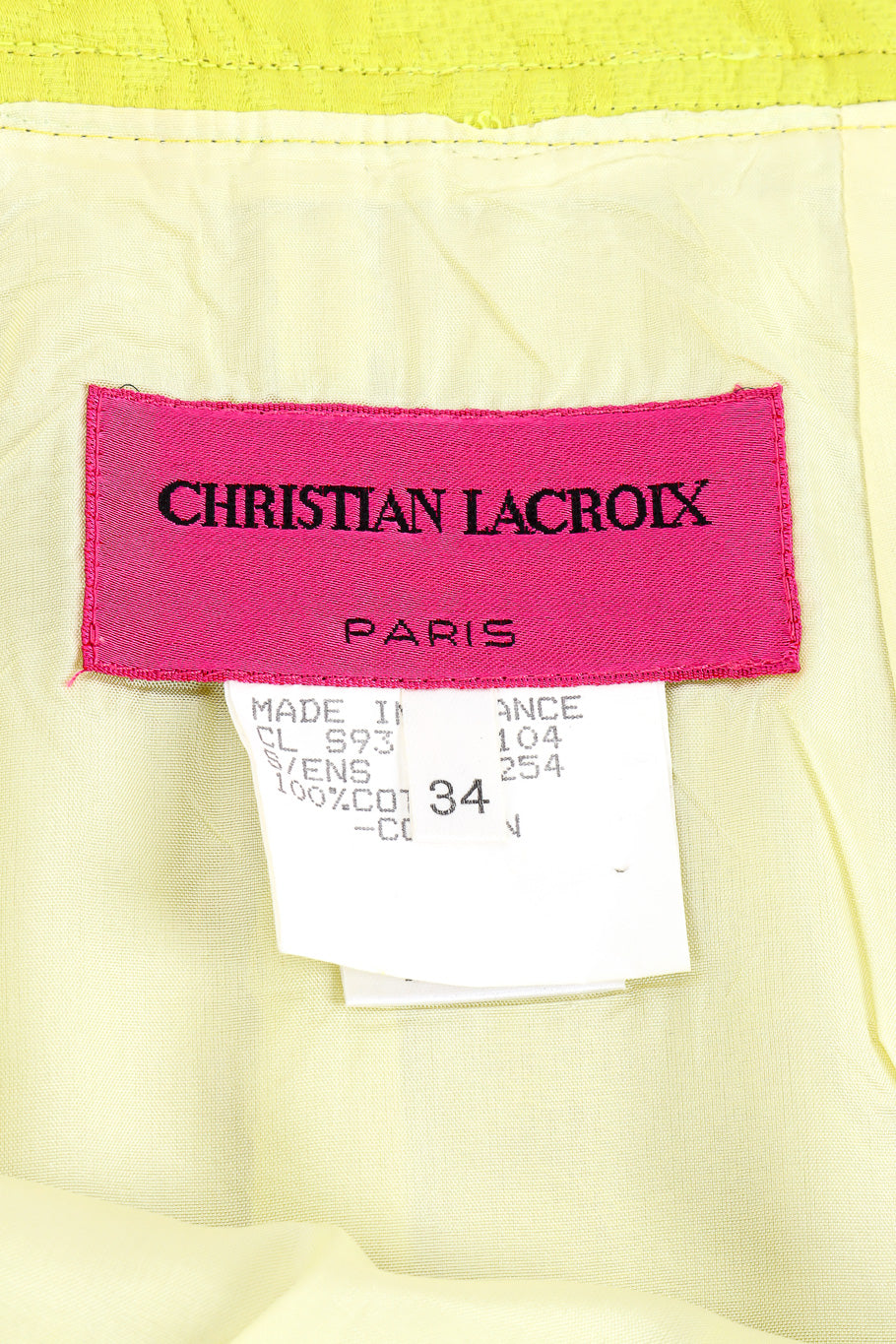 Vintage Christian Lacroix Appliqué Peplum Jacket & Skirt Set skirt label closeup @Recessla