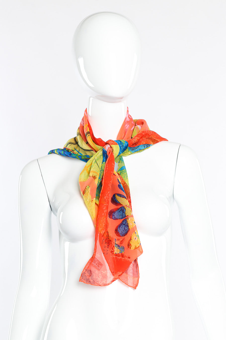 Vintage Christian Lacroix Abstract Print Silk Scarf on mannequin @Recessla