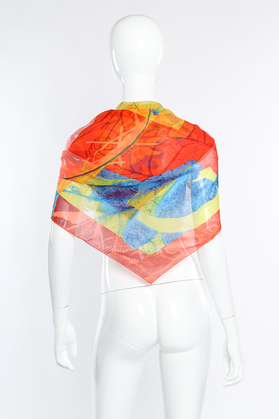 Vintage Christian Lacroix Abstract Print Silk Scarf back view on mannequin @Recessla