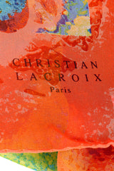 Vintage Christian Lacroix Abstract Print Silk Scarf signature closeup @Recessla