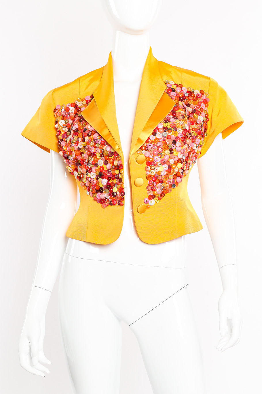 Embellished jacket top by Claude Pétin on mannequin unbuttoned @recessla