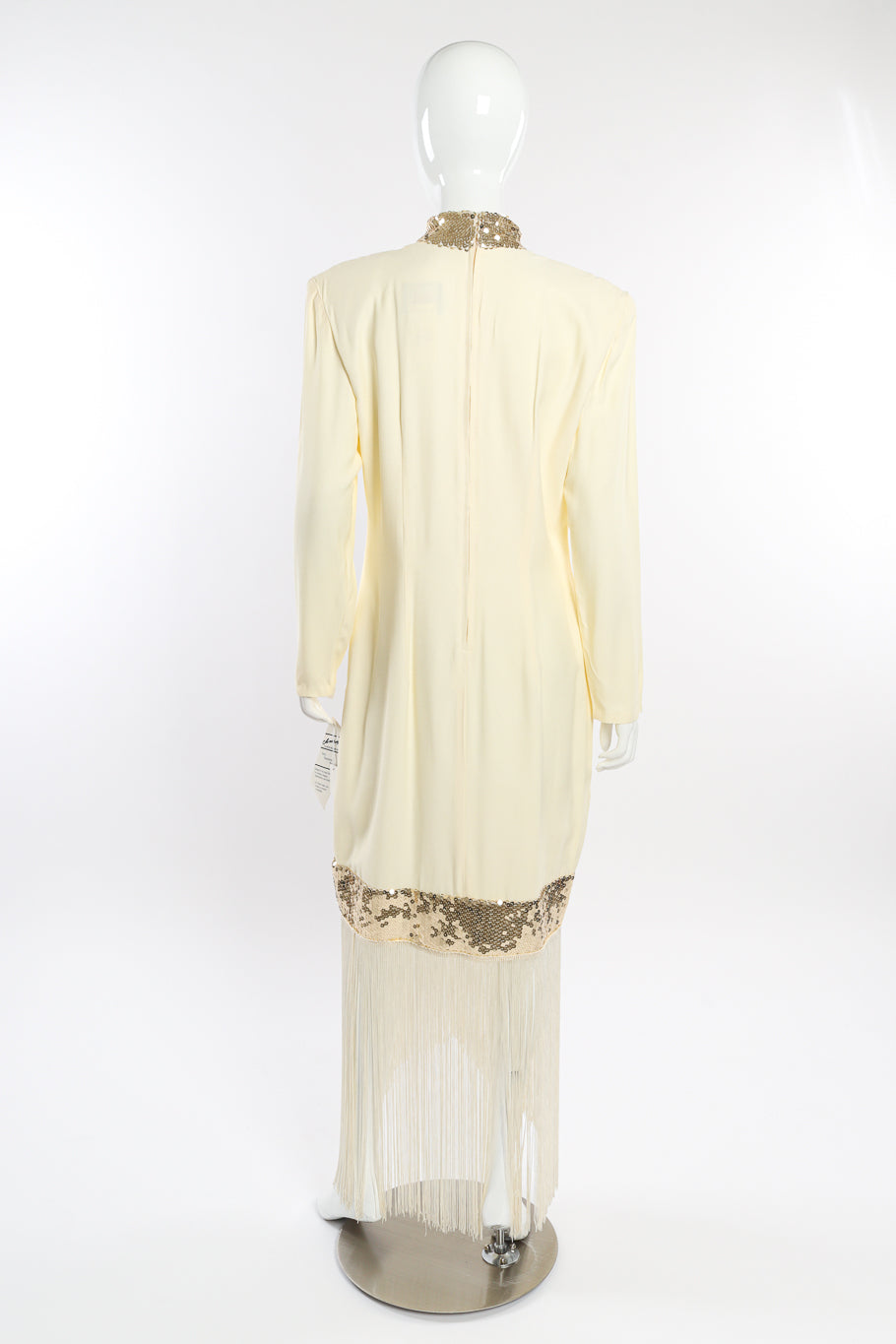 Sequin Fringe Drop Waist Dress by Climax on mannequin back @recessla