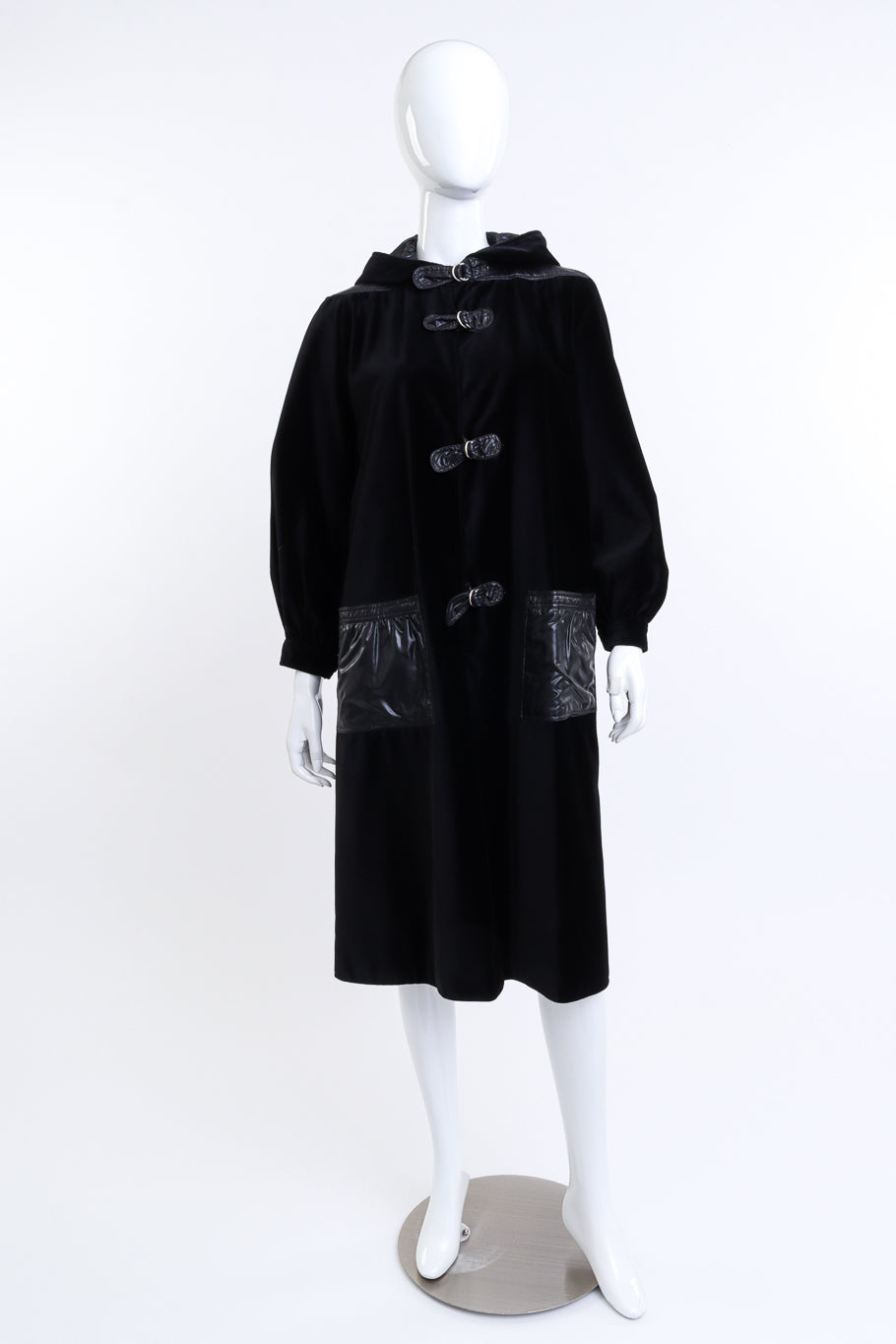 Courrèges Jet Black Hooded Duffle Coat on mannequin @RECESS LA