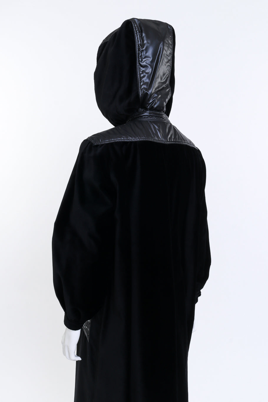 Courrèges Jet Black Hooded Duffle Coat hood mannequin @RECESS LA