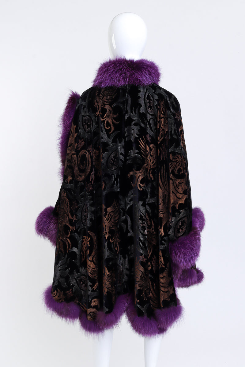 Vintage Velvet Brocade Fox Fur Cape back on mannequin @recess la