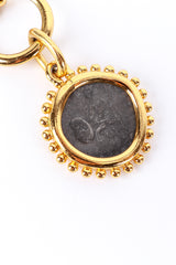 Vintage Carolee Long Roman Coin Pendant Necklace back of coin cartouche closeup @recess la