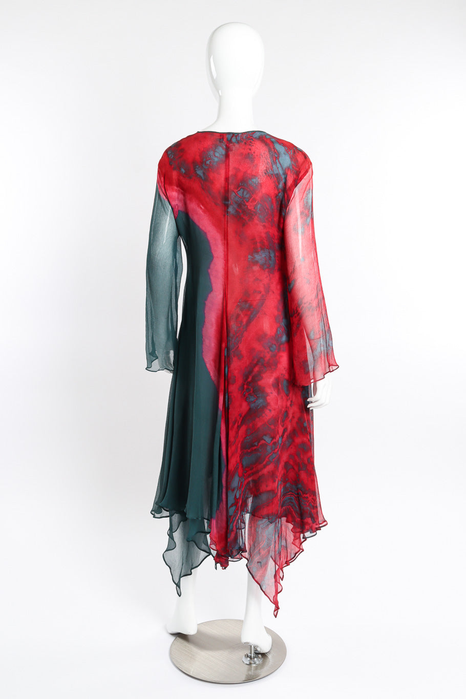 Vintage Carole Dolighan Silk Tie Dye Tunic Dress back view on mannequin @Recessla