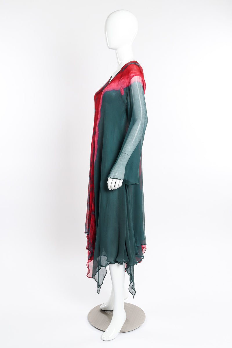 Vintage Carole Dolighan Silk Tie Dye Tunic Dress left side view on mannequin @Recessla