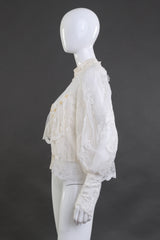 Vintage Caroline Ingham-Rhodes Beaded Floral Lace Blouse side on mannequin @recess la