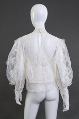 Vintage Caroline Ingham-Rhodes Beaded Floral Lace Blouse back on mannequin @recess la